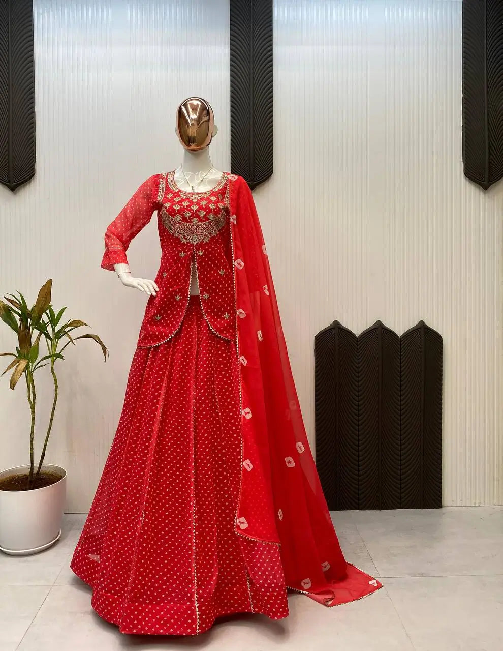 Royal Blue Printed Georgette Lehenga Set with Dupatta