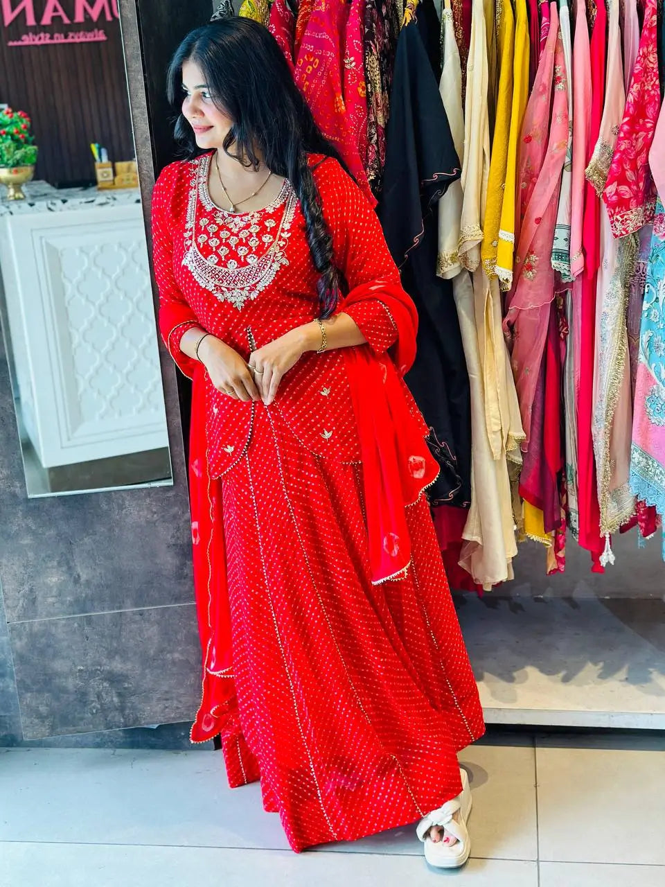 Royal Blue Printed Georgette Lehenga Set with Dupatta