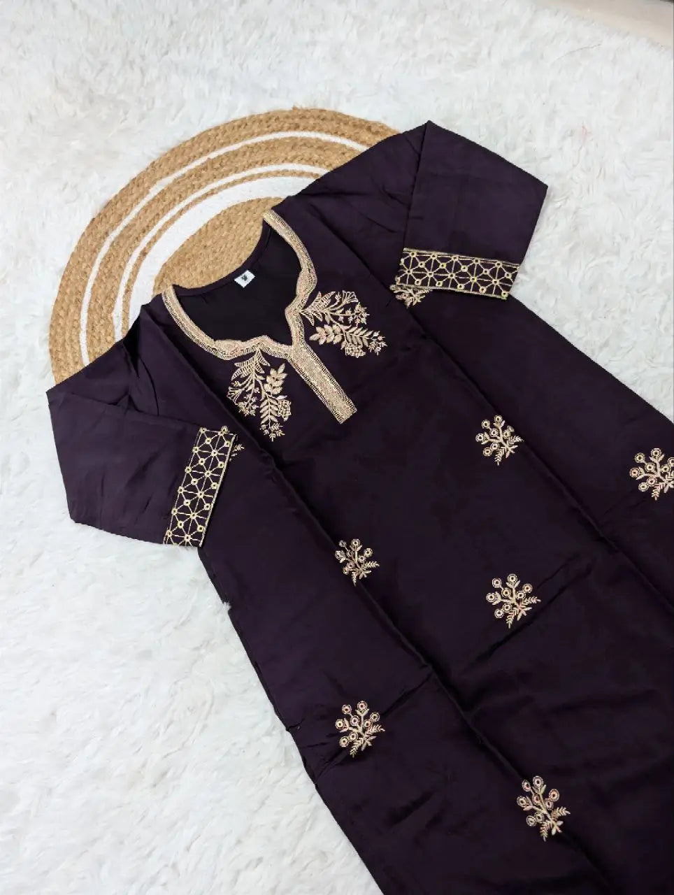 Royal Blue Viscose Chanderi Sequin Embroidered Kurta Set with Jacquard Dupatta | Festive Wear