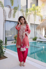 Royal Charm Embroidered Kurta Pant Set with Batwa for Festive and Party Wear