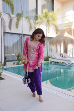 Royal Charm Embroidered Kurta Pant Set with Batwa for Festive and Party Wear