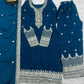 Royal Chinon Silk Embroidered Kurta Palazzo Set with Dupatta for Festive and Wedding Wear
