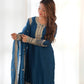 Royal Chinon Silk Embroidered Kurta Palazzo Set with Dupatta for Festive and Wedding Wear