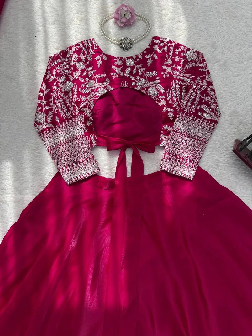 Royal Crimson Embroidered Lehenga Set for Wedding and Festive Wear
