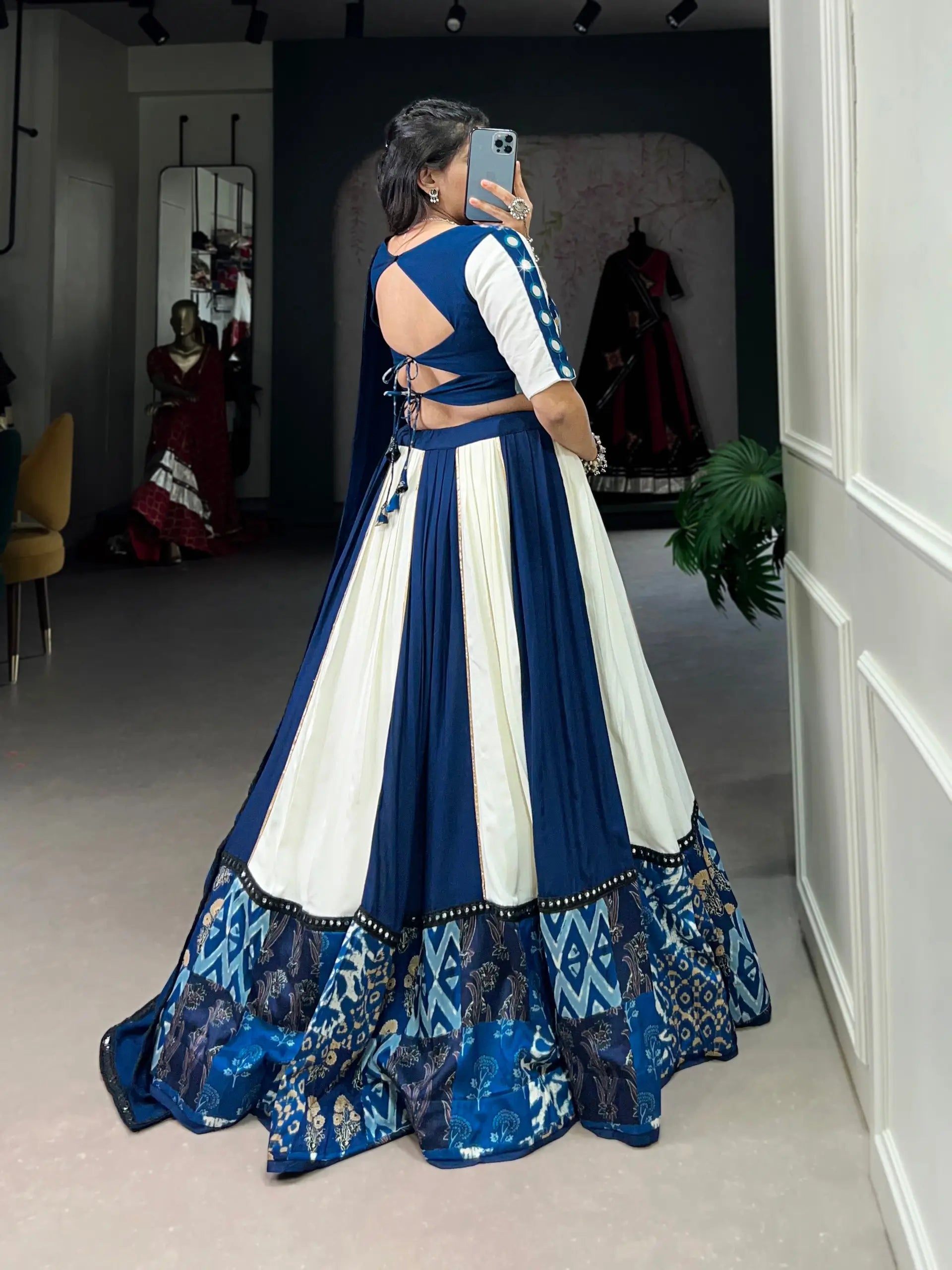 Royal Elegance Pure Rayon Mirror Work Lehenga Set