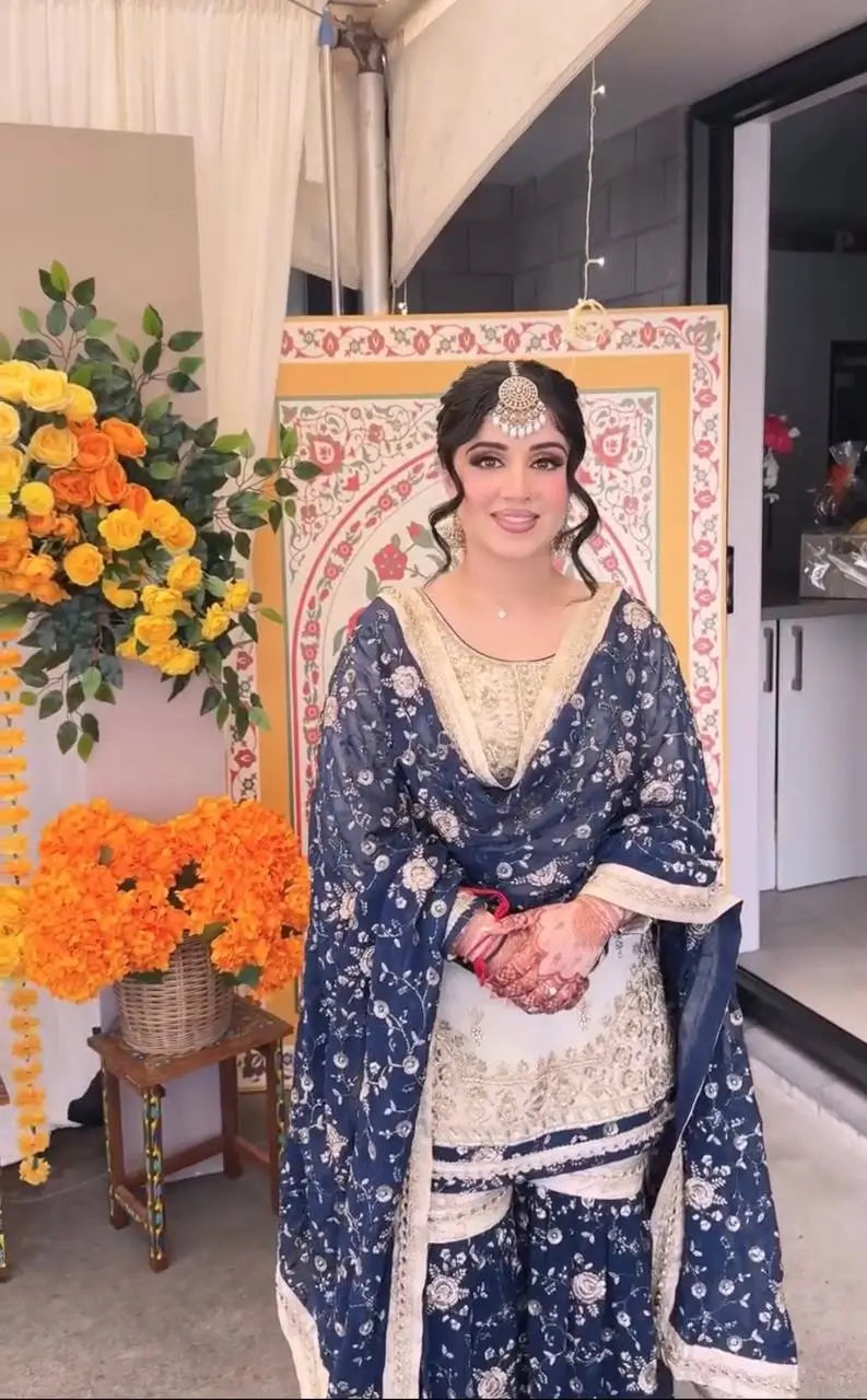 Royal Embroidered Georgette Sharara Suit