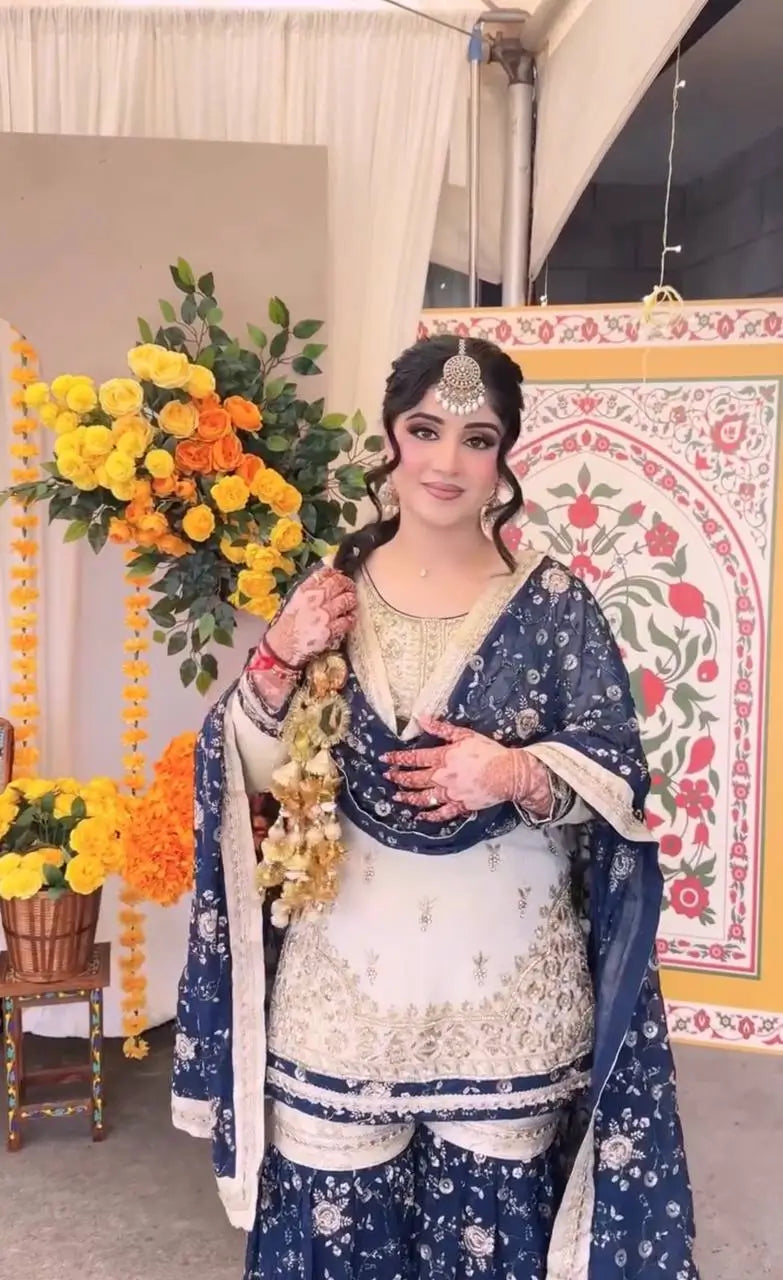 Royal Embroidered Georgette Sharara Suit