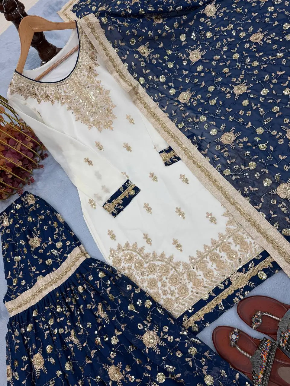Royal Embroidered Georgette Sharara Suit