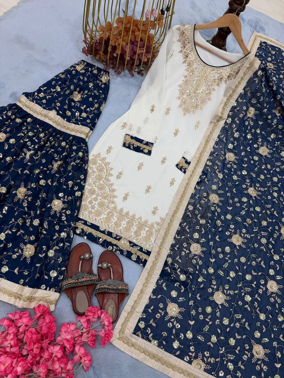 Royal Embroidered Georgette Sharara Suit