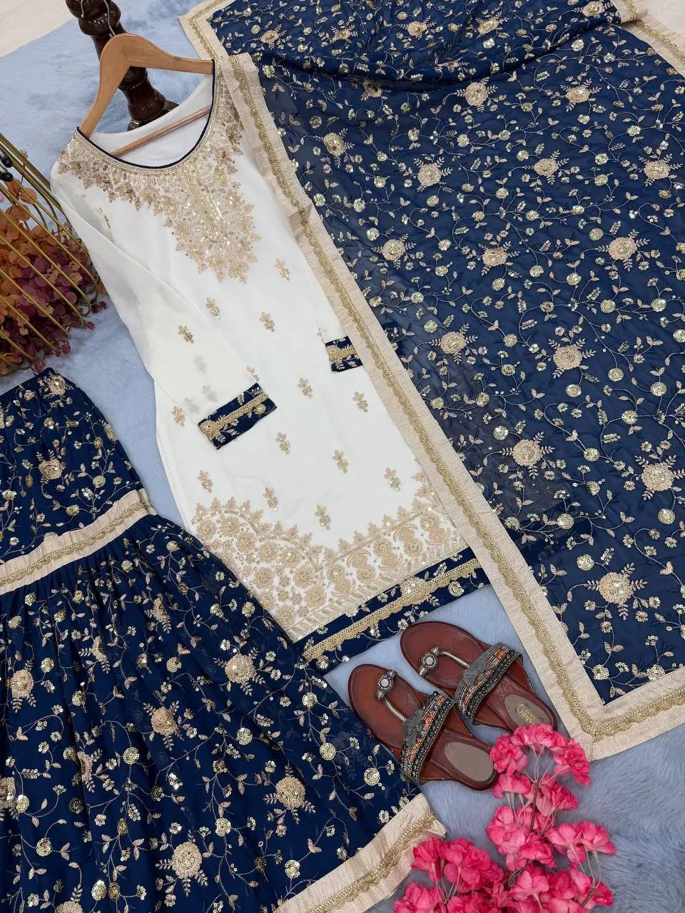 Royal Embroidered Georgette Sharara Suit