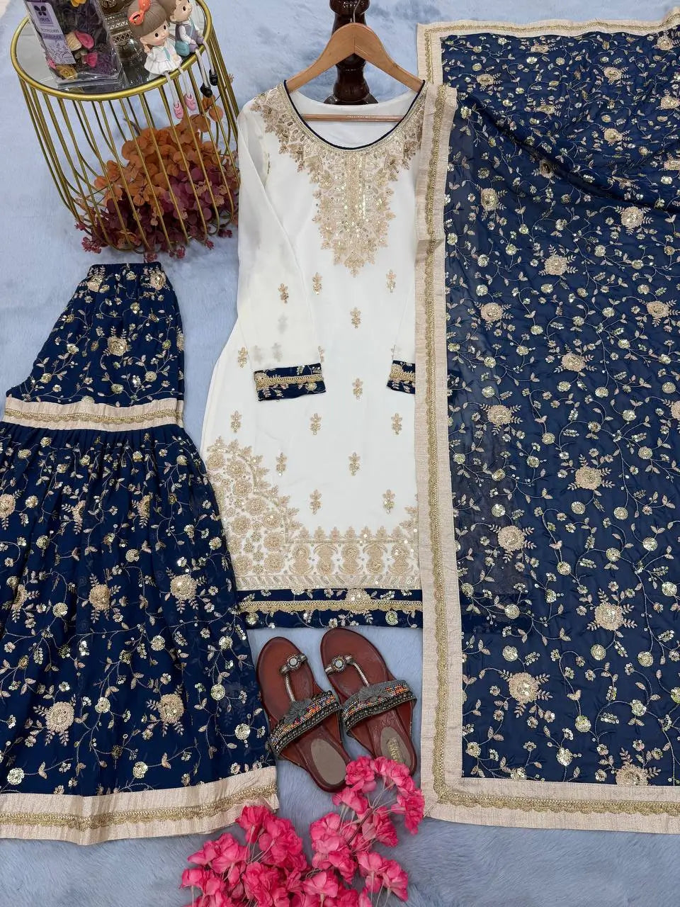 Royal Embroidered Georgette Sharara Suit