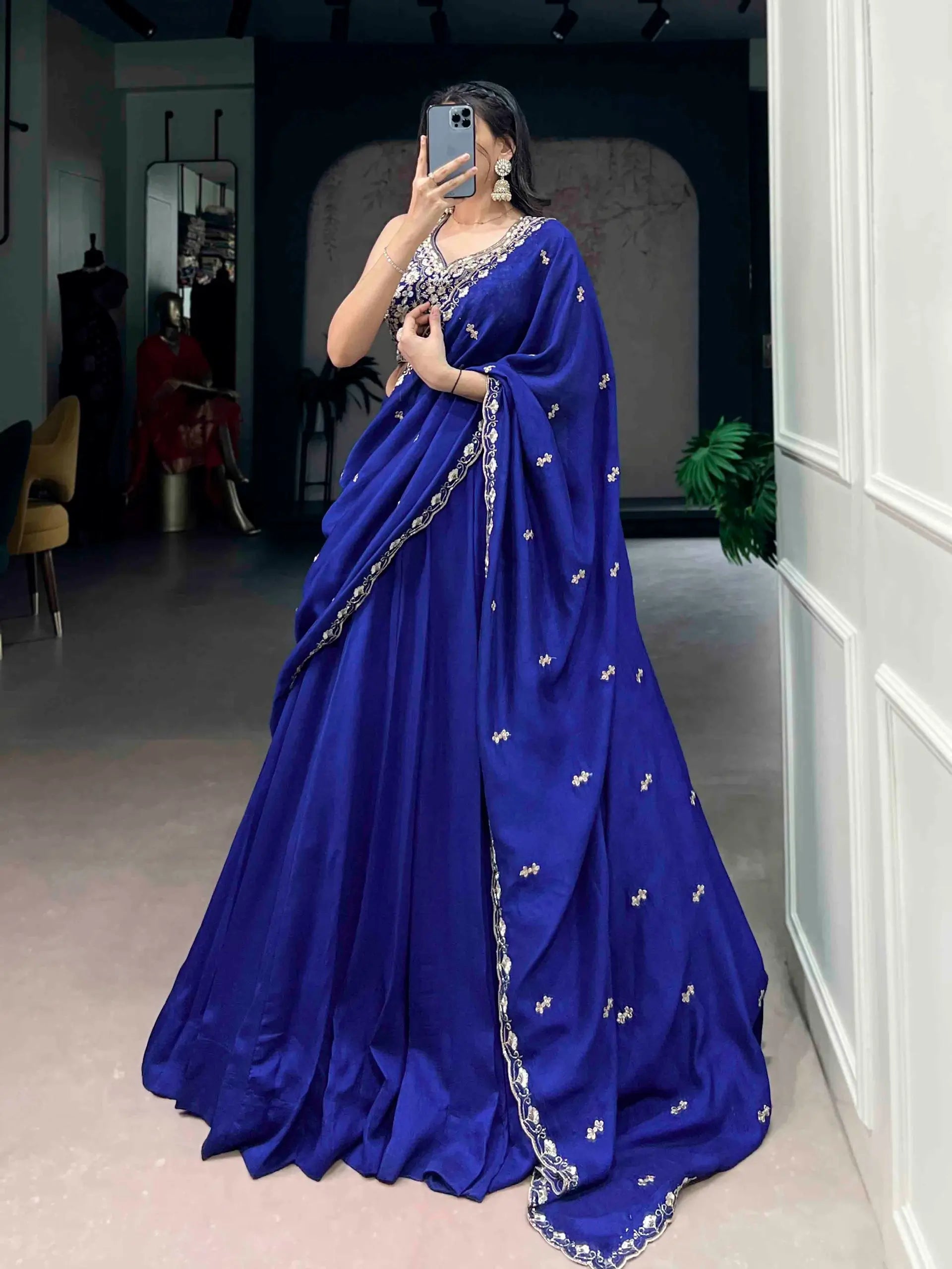 Royal Embroidered Kashmiri Silk Lehenga Set for Wedding and Festive Wear