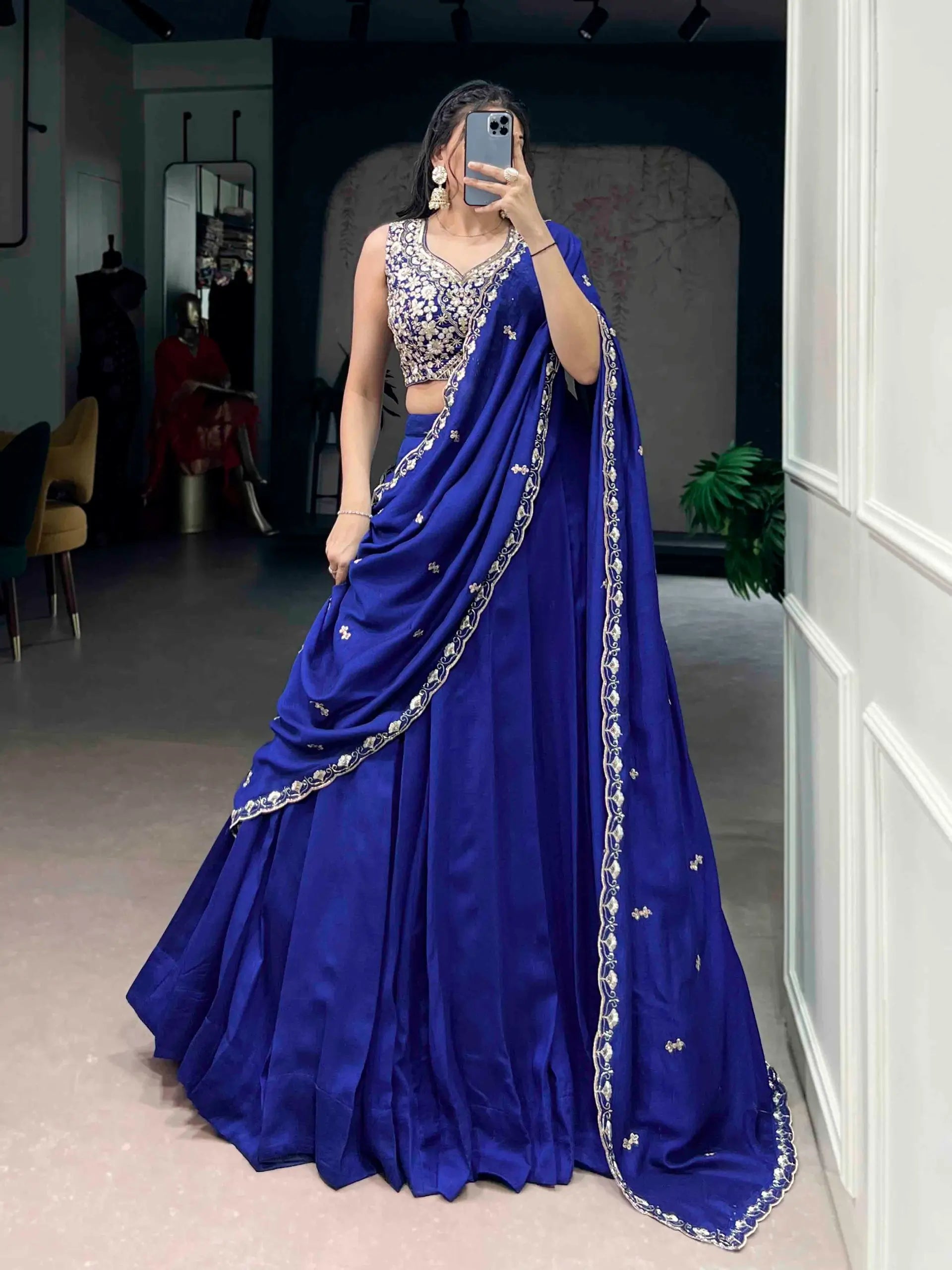 Royal Embroidered Kashmiri Silk Lehenga Set for Wedding and Festive Wear