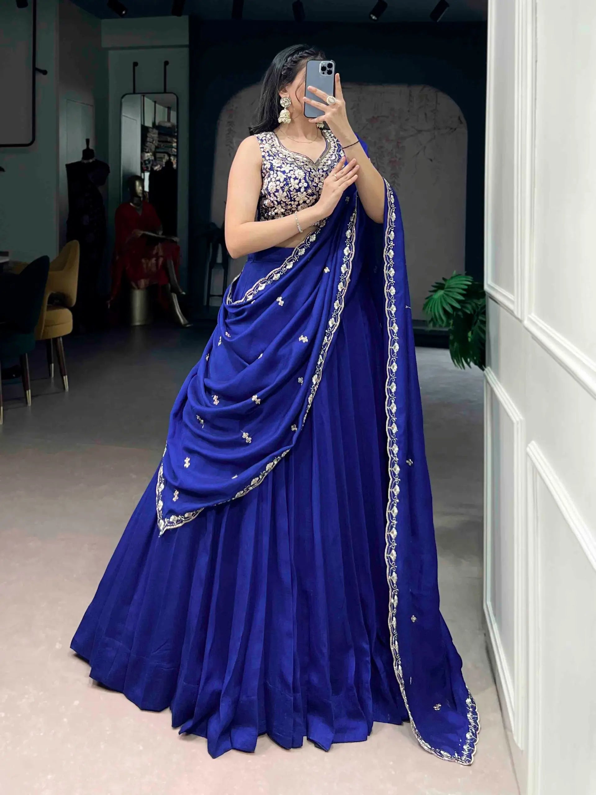 Royal Embroidered Kashmiri Silk Lehenga Set for Wedding and Festive Wear