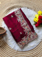 Royal Embroidered Satin Silk Saree Collection