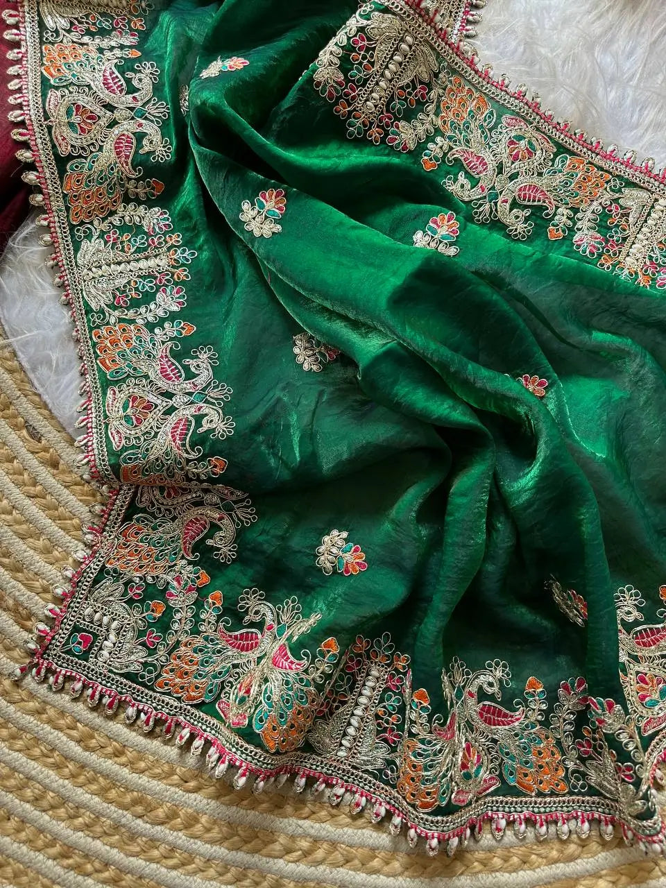Royal Embroidered Satin Silk Saree Collection