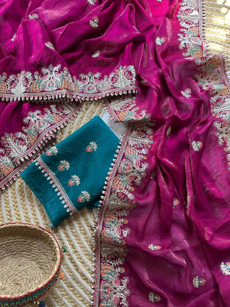 Royal Embroidered Satin Silk Saree Collection