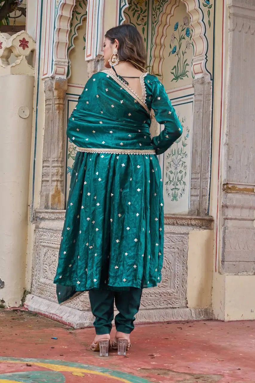 Royal Fendi Silk Anarkali Suit Set for Festive and Wedding Wear