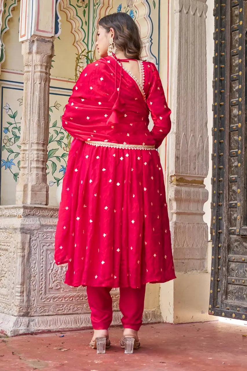 Royal Fendi Silk Anarkali Suit Set for Festive and Wedding Wear