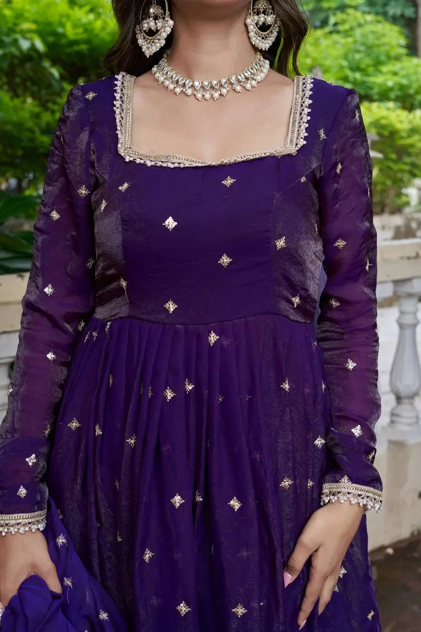 Royal Fendi Silk Anarkali Suit Set for Festive and Wedding Wear