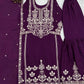 Royal Festive Embroidered Chinon Silk Kurta Sharara Set for Wedding and Celebration Wear