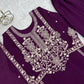 Royal Festive Embroidered Chinon Silk Kurta Sharara Set for Wedding and Celebration Wear