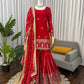 Royal Festive Embroidered Chinon Silk Kurta Sharara Set for Wedding and Celebration Wear