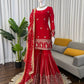 Royal Festive Embroidered Chinon Silk Kurta Sharara Set for Wedding and Celebration Wear