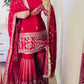 Royal Festive Embroidered Chinon Silk Kurta Sharara Set for Wedding and Celebration Wear