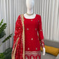Royal Festive Embroidered Chinon Silk Kurta Sharara Set for Wedding and Celebration Wear