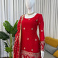 Royal Festive Embroidered Chinon Silk Kurta Sharara Set for Wedding and Celebration Wear