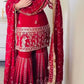 Royal Festive Embroidered Chinon Silk Kurta Sharara Set for Wedding and Celebration Wear