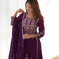 Royal Festive Embroidered Chinon Silk Kurta Sharara Set for Wedding and Celebration Wear