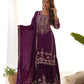 Royal Festive Embroidered Chinon Silk Kurta Sharara Set for Wedding and Celebration Wear