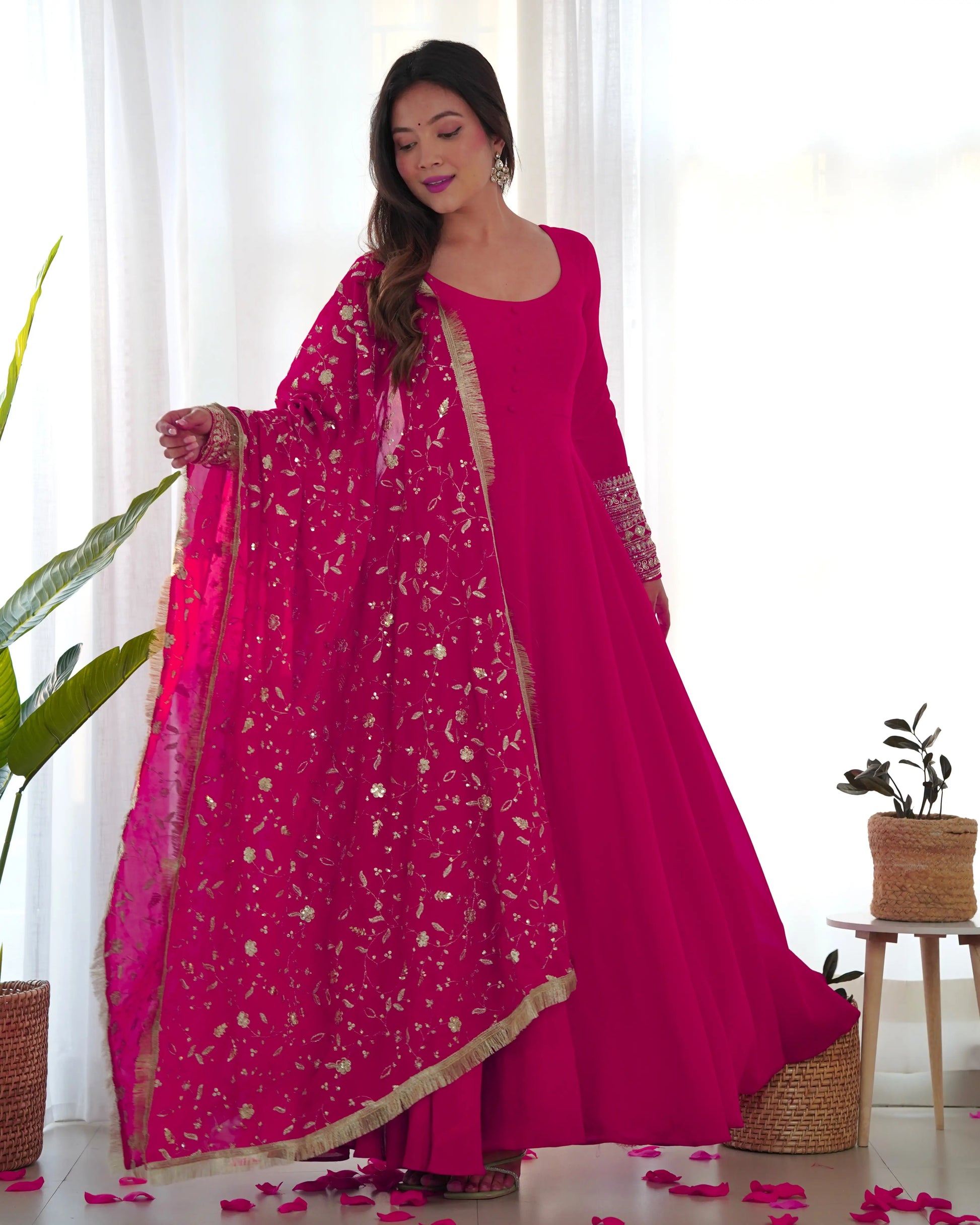 Royal Fox Georgette Anarkali Set with Embroidered Dupatta