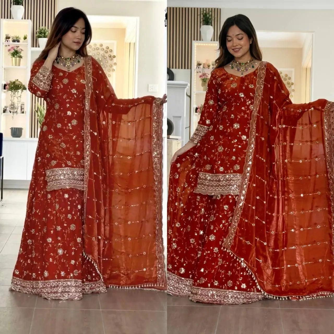 Royal Frendy Silk Palazzo Suit Set for Festive and Wedding Wear