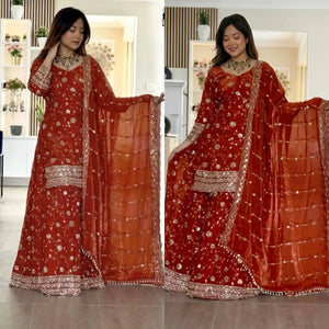 Royal Frendy Silk Palazzo Suit Set for Festive and Wedding Wear