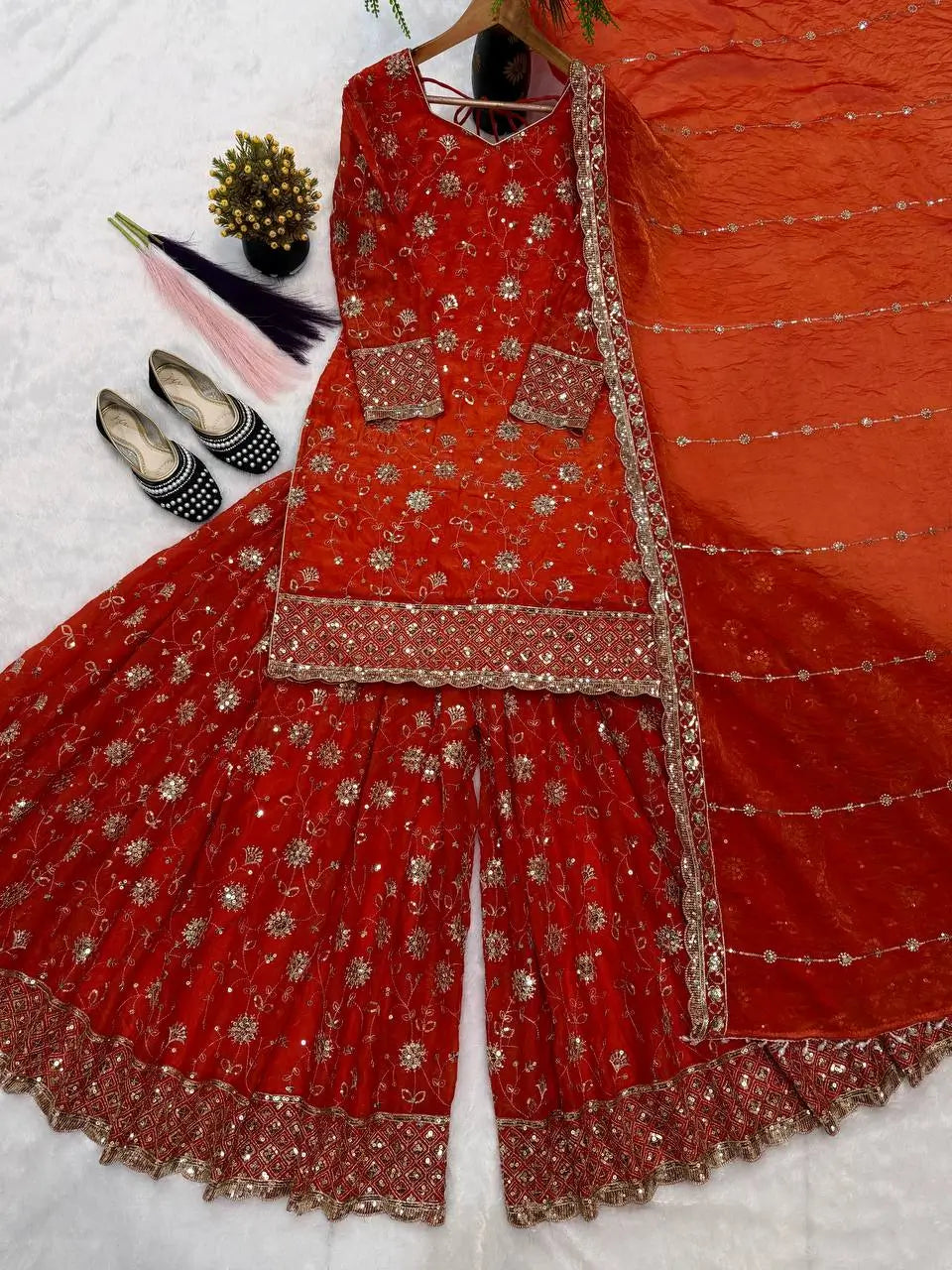 Royal Frendy Silk Palazzo Suit Set for Festive and Wedding Wear