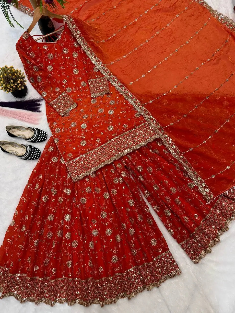Royal Frendy Silk Palazzo Suit Set for Festive and Wedding Wear