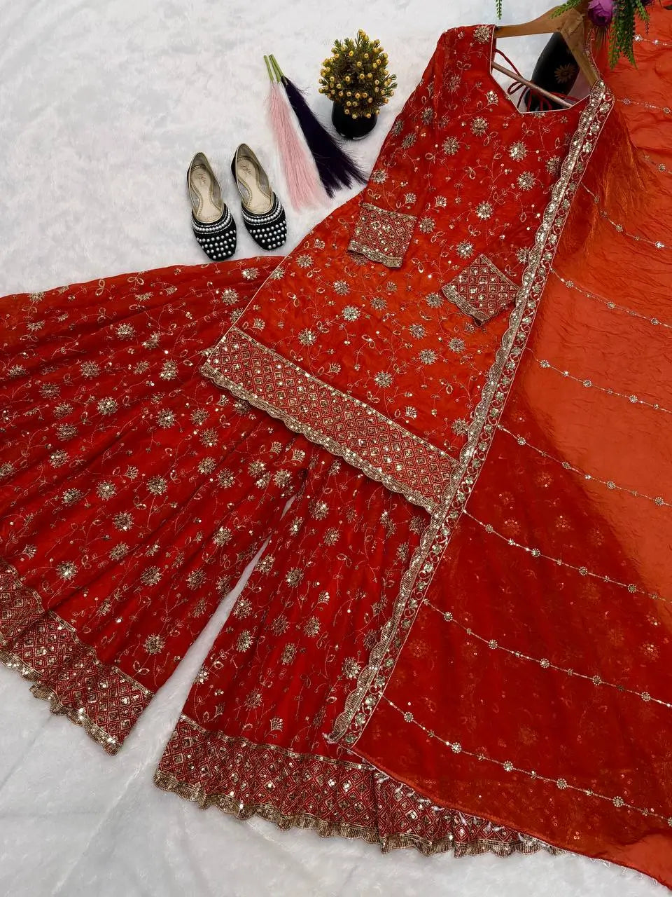 Royal Frendy Silk Palazzo Suit Set for Festive and Wedding Wear