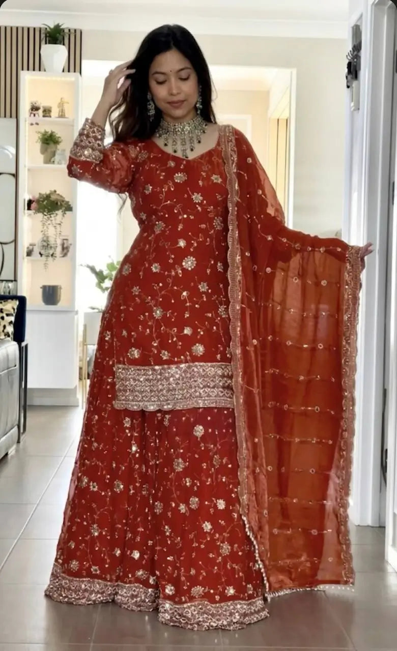Royal Frendy Silk Palazzo Suit Set for Festive and Wedding Wear