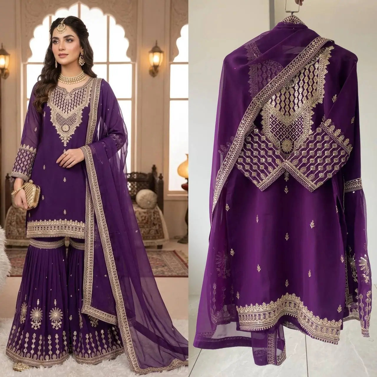 Royal Georgette Sharara Set for Festive and Wedding Wear