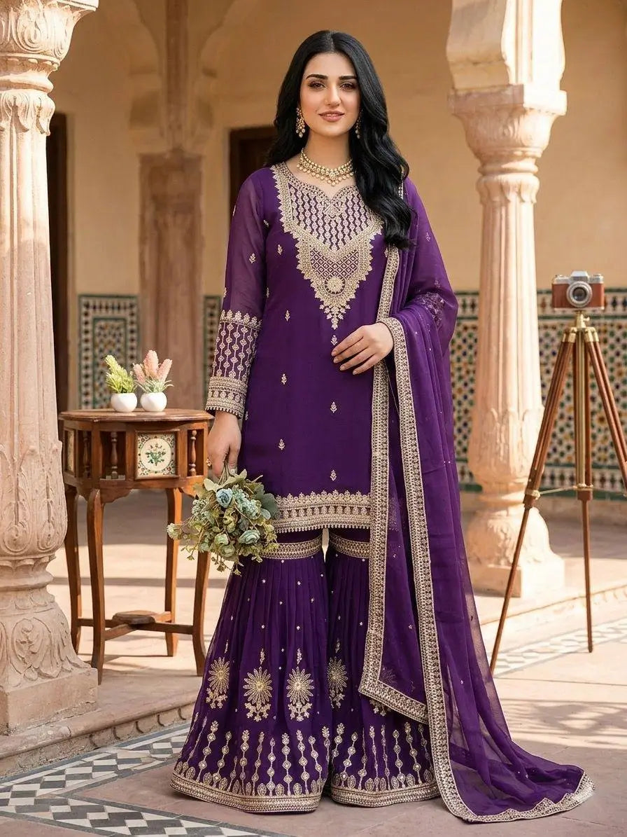 Royal Georgette Sharara Set for Festive and Wedding Wear
