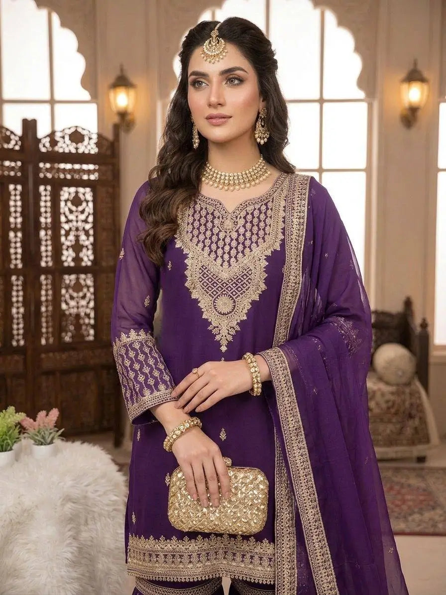 Royal Georgette Sharara Set for Festive and Wedding Wear