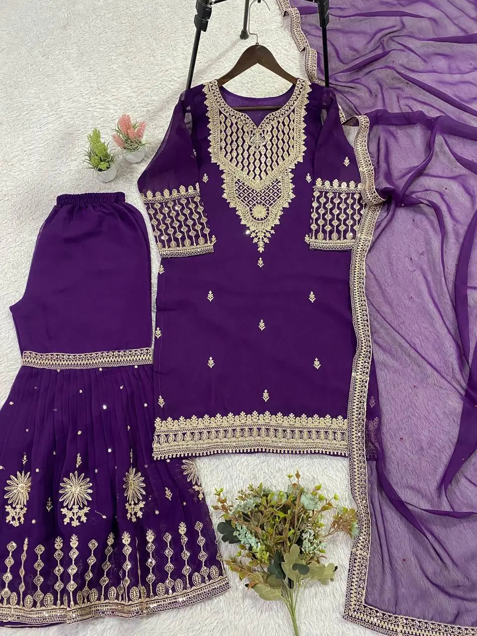 Royal Georgette Sharara Set for Festive and Wedding Wear