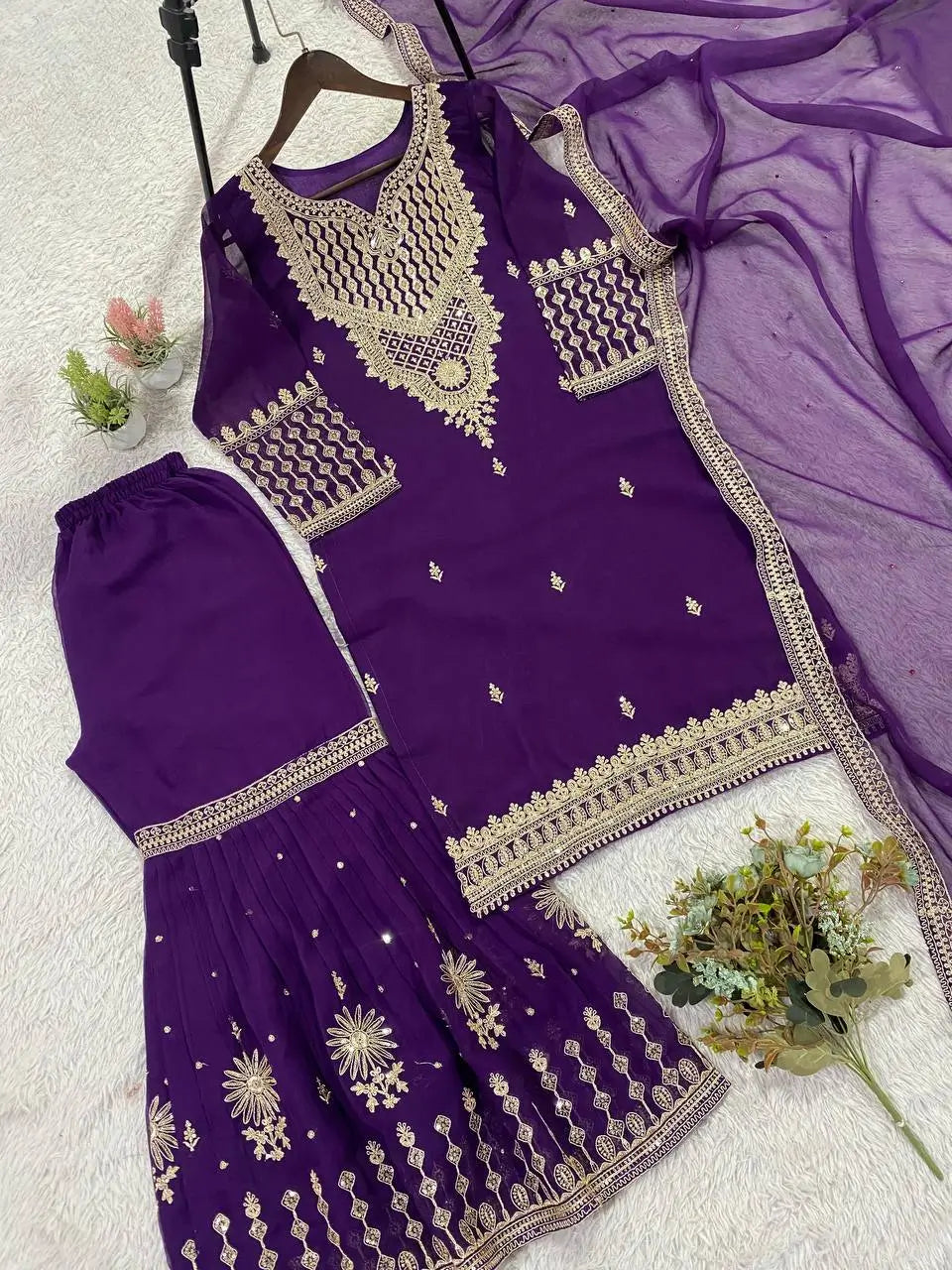 Royal Georgette Sharara Set for Festive and Wedding Wear