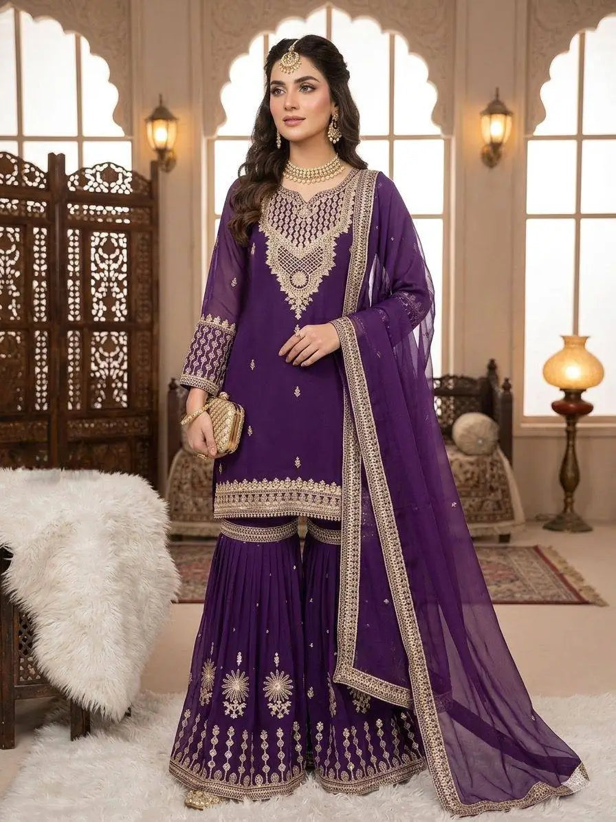 Royal Georgette Sharara Set for Festive and Wedding Wear