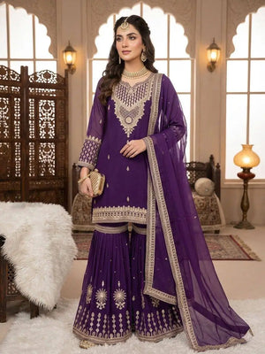 Royal Georgette Sharara Set for Festive and Wedding Wear