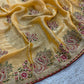 Royal Hans Swan Motif Fandy Satin Silk Saree with Zari Thread, Multi-Color Embroidery & Siroshki Diamond Work
