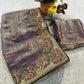 Royal Hans Swan Motif Fandy Satin Silk Saree with Zari Thread, Multi-Color Embroidery & Siroshki Diamond Work